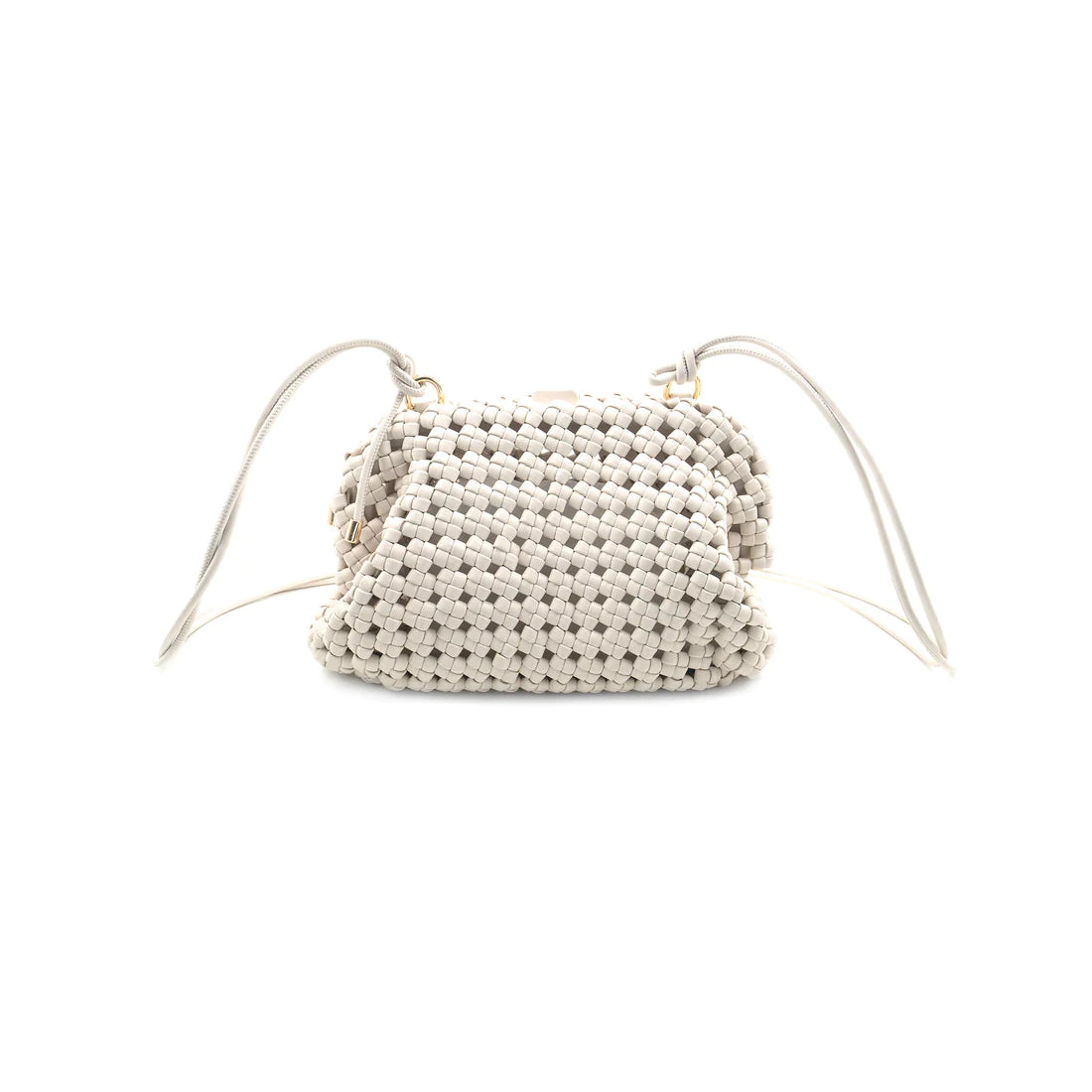 Rope Strap Woven Bag White. This bag features a double rope strap and woven design, the perfect cool piece to add to your outfit for an extra touch of style.