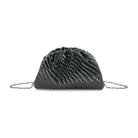 woven clutch evening bag with chain crossbody strap