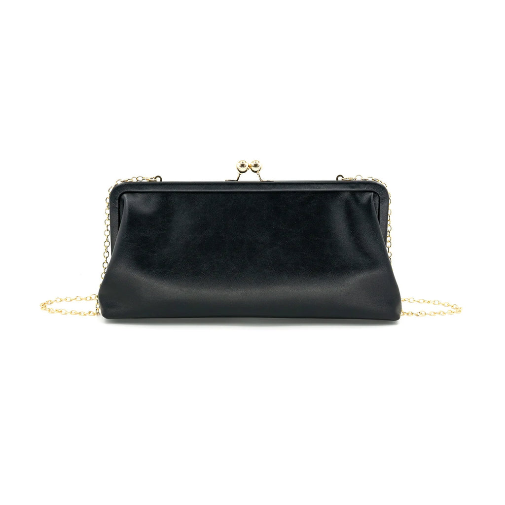 nonna clutch vintage inspired black PU clutch