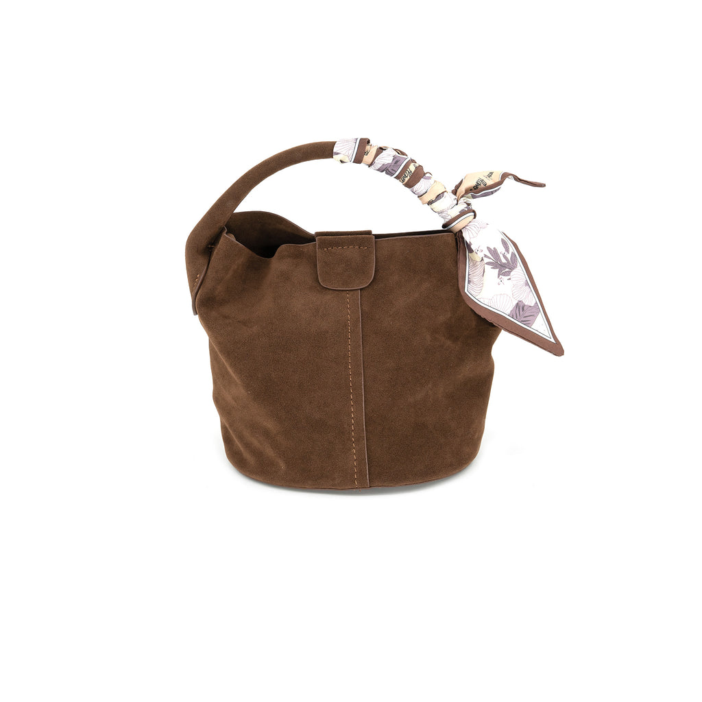 mini bucket bag with scarf detail