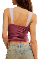 Free People 2 Tone Tank Wild Ginger Combo. So flattering and femme, this sweet tank is featured in a soft fabrication and slim-fitting silhouette with a straight neckline and contrast shoulder strap detailing.