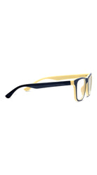 Peepers Rally Reading Glasses in Navy Yellow, side view