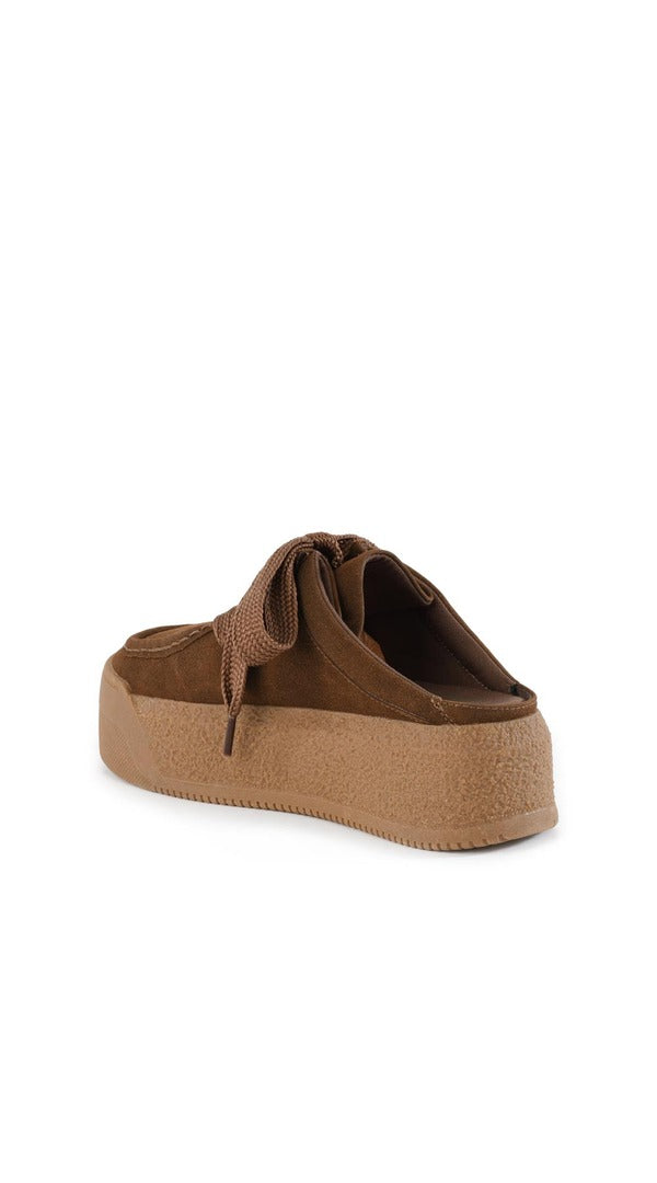 Seychelles Evolution Platform Mules in Brown, back view