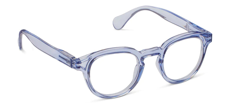 Asher Glasses Blue. Asher's round, chunky frames create a look as inspired and unique as you are. When the light catches the translucent blue frames, you'll see exactly what we mean. Embrace your daring, distinctive side with Asher.