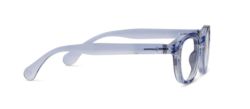 Asher Glasses Blue. Asher's round, chunky frames create a look as inspired and unique as you are. When the light catches the translucent blue frames, you'll see exactly what we mean. Embrace your daring, distinctive side with Asher.