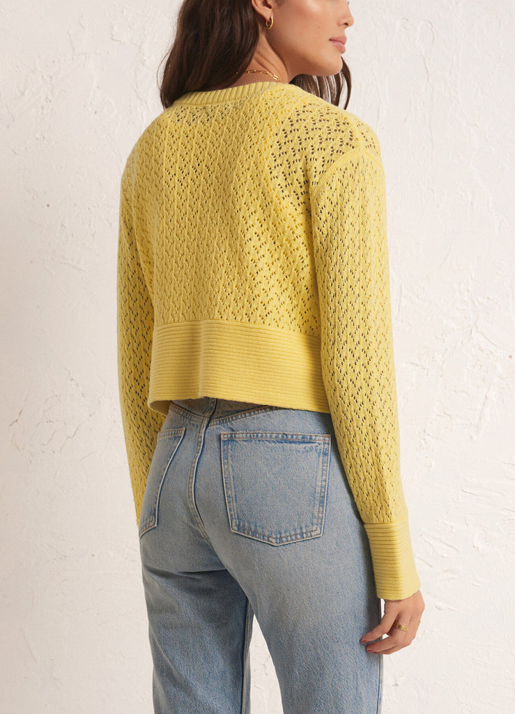 Z Supply Kapa Cardigan Pina Colada. Cute and cropped, you're gonna love the Kapa Cardigan. The elevated design and texture of this sweater cardi is perfect for throwing on over a tank with denim.