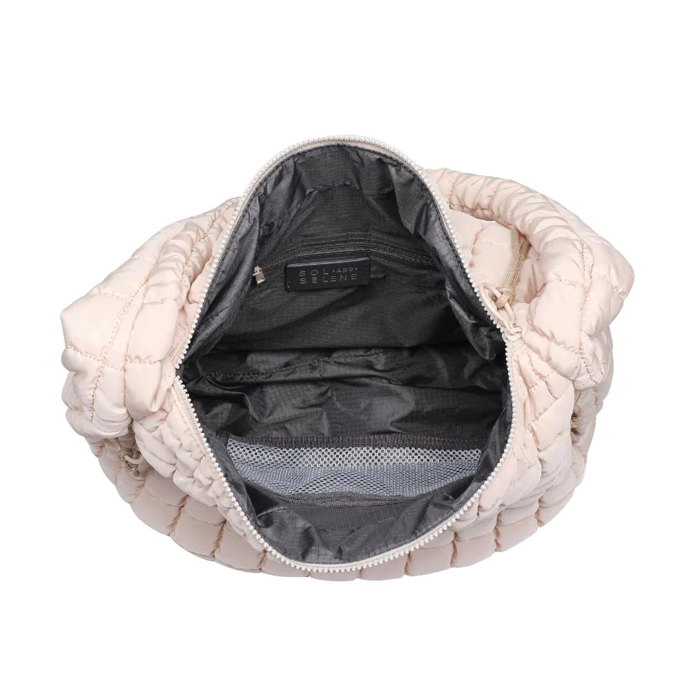 Sol & Selene Revive Tote Cream. Revive your style with the Revive Tote. Crafted with utmost attention to detail, this chic and versatile bag combines functionality with a trendy design. Elevate your look and carry all your essentials in style with this must-have bag.
