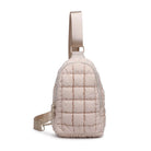 Sol and Selene Rejuvenate Sling Backpack Cream. The fashion-forward companion that fits right into your athleisure aesthetic. This nifty nylon number, showcasing a quilted design, packs style, and functionality into one neat, zippered package. So, you carry the essentials hands-free while looking effortlessly cool.