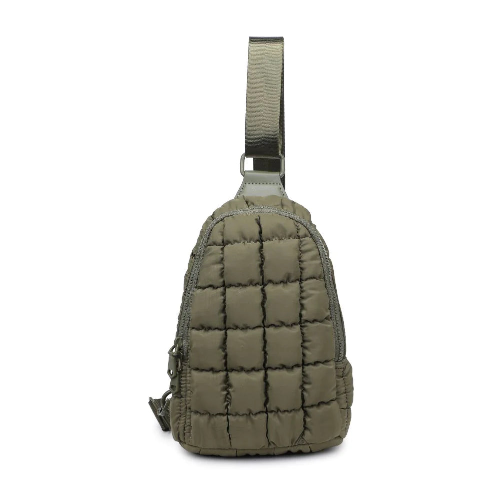 Sol and Selene Rejuvenate Sling Backpack Olive. The fashion-forward companion that fits right into your athleisure aesthetic. This nifty nylon number, showcasing a quilted design, packs style, and functionality into one neat, zippered package. So, you carry the essentials hands-free while looking effortlessly cool.