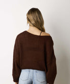 Moonbeam Oversized Chunky Sweater in Chocolate, back view