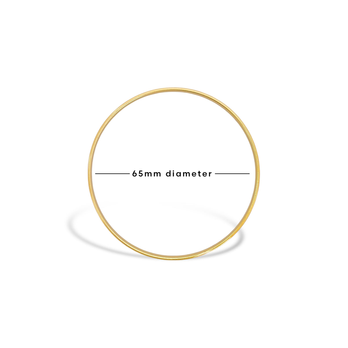 OMG blings 7pc Water Resistant Bangle Set in Gold, size diagram showing 65mm diameter