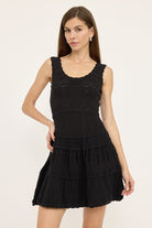 Fit and Flare Black Pointelle Mini Dress