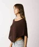 Moonbeam Short Boat Neck Poncho Sweater in Brown, side view