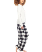 Honeydew Snowed In PJ Set Ivory Plaid. Sleep sweetly in waffle-knit pajamas featuring a lettuce-edge top paired with matching plaid pants for the ultimate cozy and comfortable look and feel.