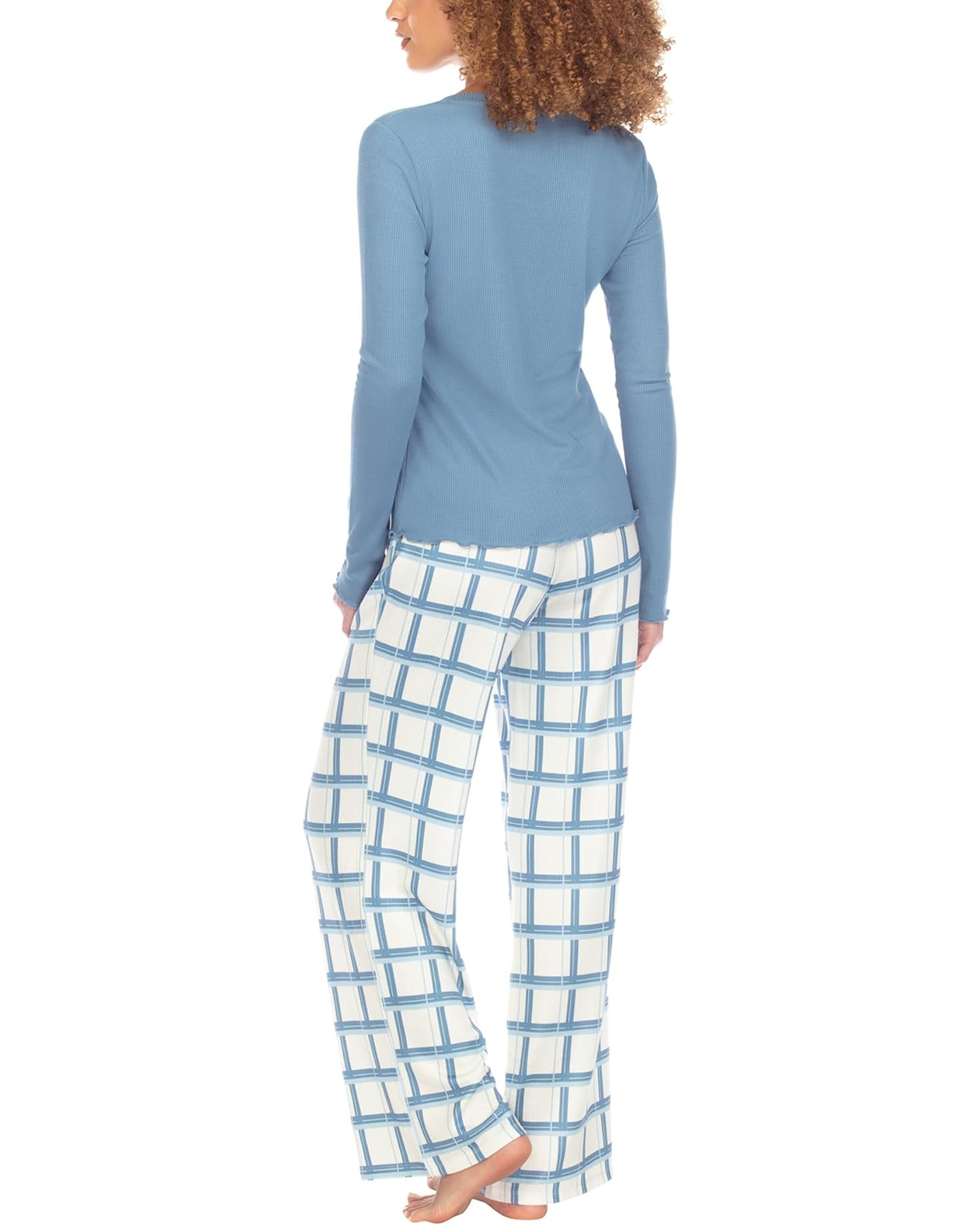 Honeydew Snowed In PJ Set Peppermint Plaid. Sleep sweetly in waffle-knit pajamas featuring a lettuce-edge top paired with matching plaid pants for the ultimate cozy and comfortable look and feel.