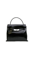 Alexa Koi Buckle Front Mini Hand Bag in Black, front view