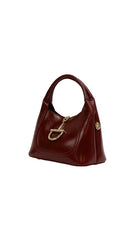 Alexa Koi Smooth Leather Chain Closure Handbag in Burgundy, side view