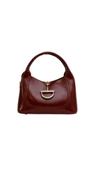 Alexa Koi Smooth Leather Chain Closure Handbag in Burgundy, front view