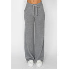 Women's H-Grey Angora Cashmere Waffle Pant featuring a drawstring waistband, side pockets, and relaxed wide-leg silhouette.