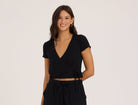ribbed wrap top, short sleeve wrap top women, cropped wrap top, ribbed short sleeve top, women’s lounge top, wrap front crop top, ribbed v neck top, matching lounge set top, elevated basics women, everyday lounge wear, travel outfit top, casual essentials, women’s tops