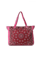 Large tote bag with an allover bandana-inspired print, dual shoulder straps, and spacious open design.