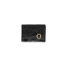 black leather wallet, croc embossed wallet, women’s card holder, small leather wallet, minimalist wallet women, gold hardware wallet, everyday essentials, giftable accessories
