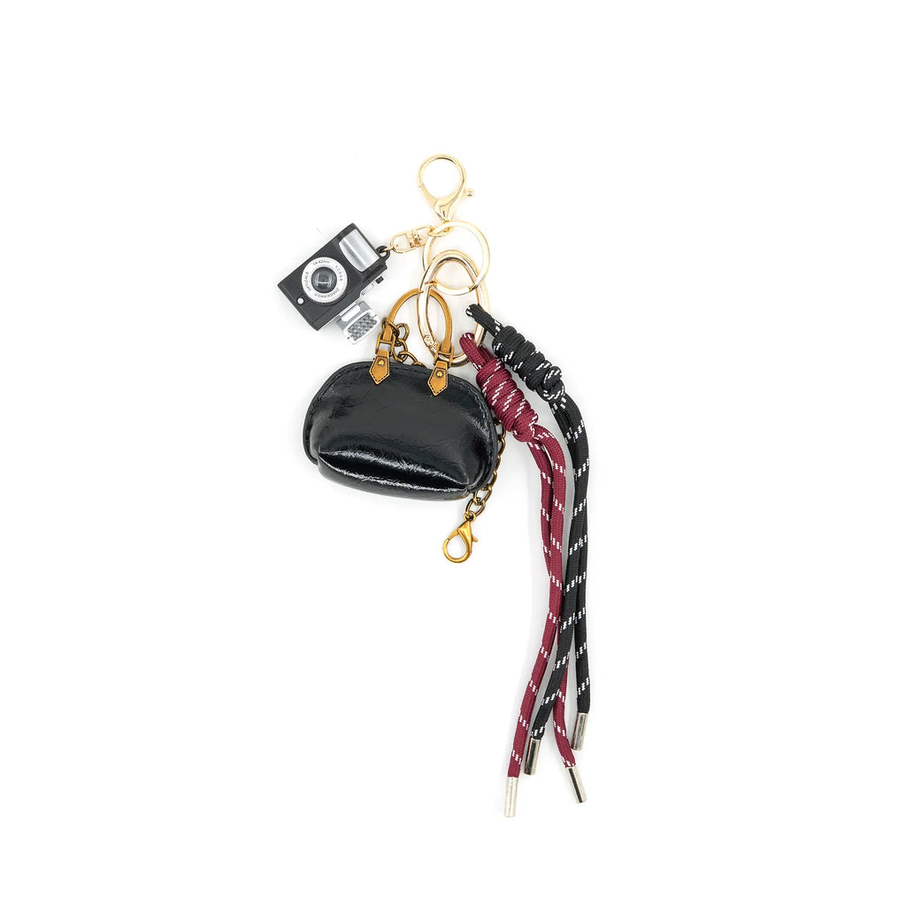 bag charm with mini bag camera and rope cord