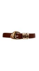 Alexa Koi Western Belt With Triple Hardware in Brown, front view