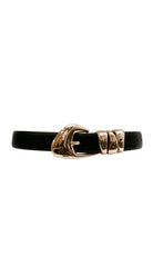 Alexa Koi Western Belt With Triple Hardware in Black-Gold, front view
