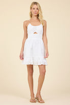  eyelet mini dress, women’s mini dress, summer dress women, smocked waist dress, flowy mini dress, vacation dress women