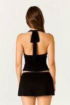 Cotton Candy LA Halter Neck Top in Black, back view