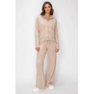 Women's Cloudmere Zip Hoodie in Oat Melange featuring a front zipper, drawstring hood, relaxed fit, and ribbed cuffs.