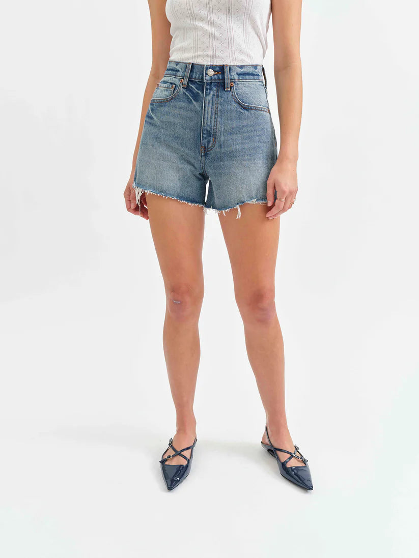 women’s denim shorts, high rise denim shorts, boutique denim shorts, everyday jean shorts, relaxed fit denim shorts, summer women’s shorts, casual denim shorts, raw hem denim shorts, classic jean shorts