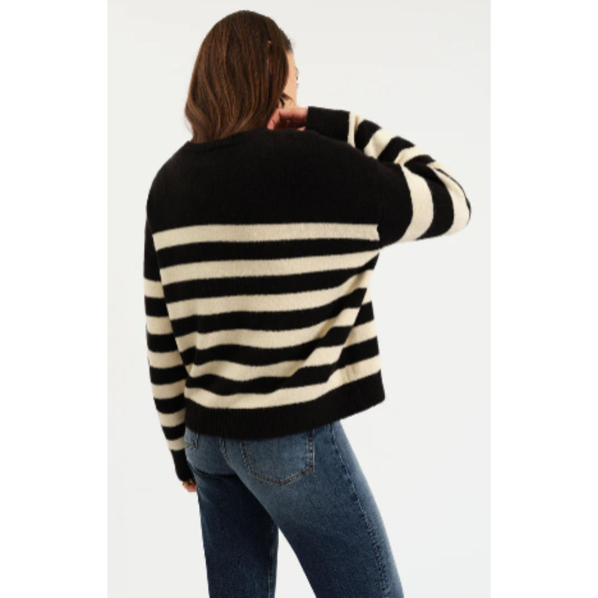 Carlylee Everyday Sweater in yellow and cream with a classic crew neckline and cozy knit design