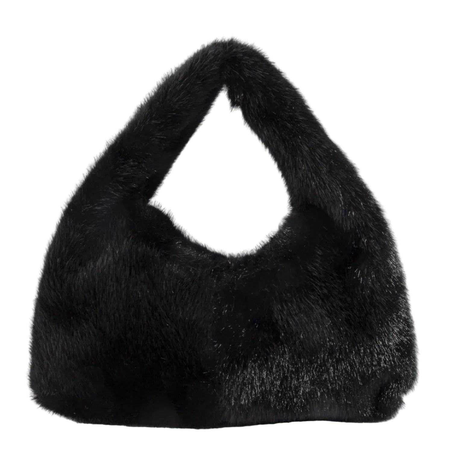 Plush crescent hobo bag with sculpted silhouette and wide top handle.