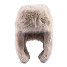 Plush winter trapper hat with long side flaps and clip fasteners