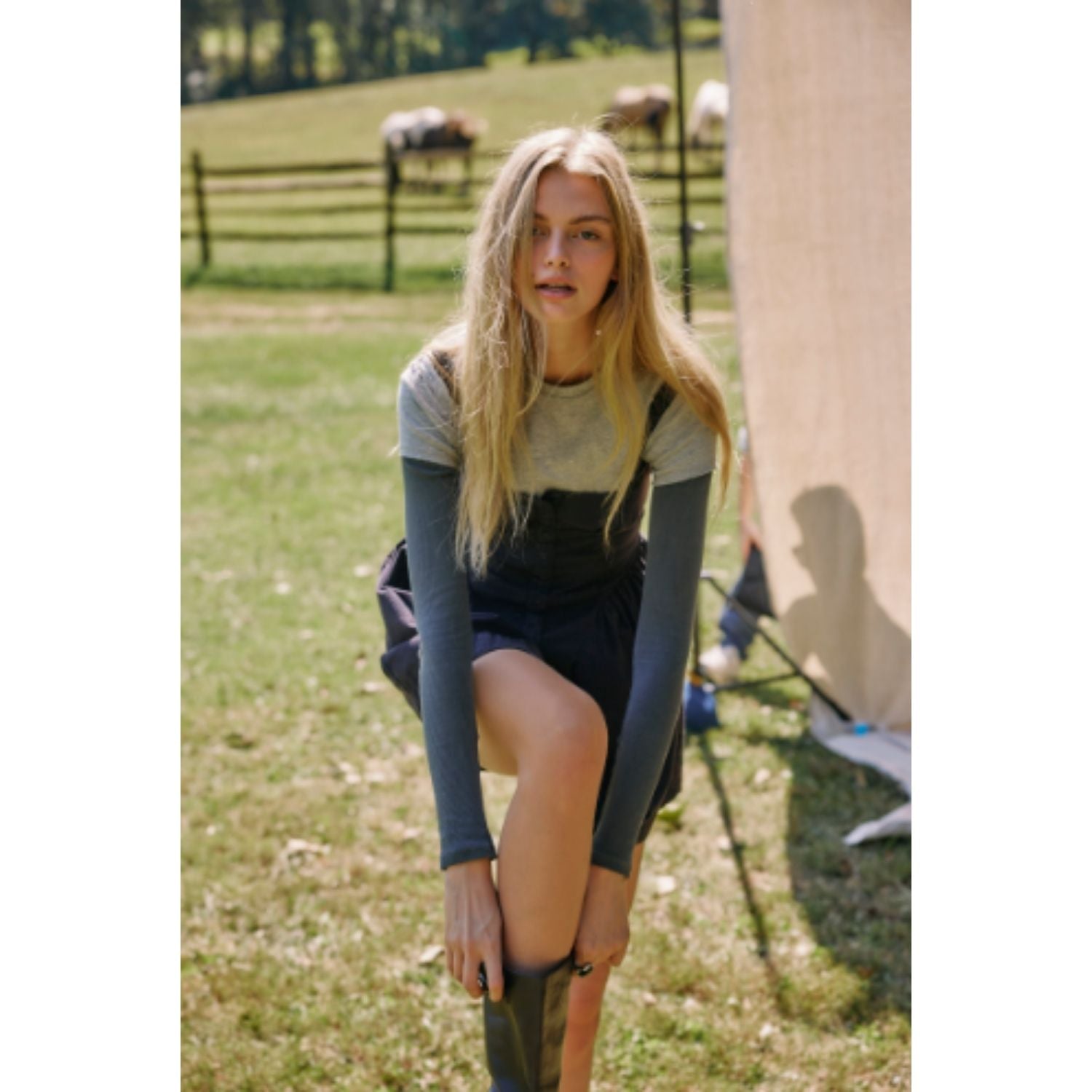 Free People Jamie Henley long-sleeve knit top featuring a slim fit, defined seams, and button-front detailing