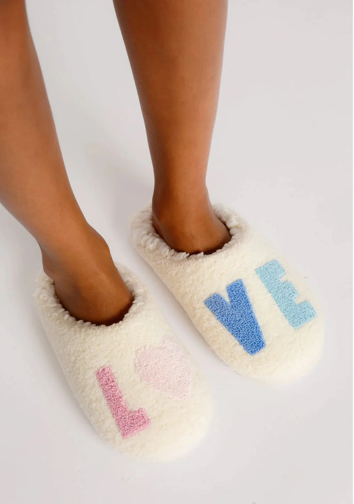 PJ Salvage Love Slides Ivory. Your feet will bring a smile to your face when you slip into these ultra-cozy slippers with faux fur lining & molded soles.