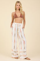 wide leg pants, aztec print pants, boho pants, women’s resort pants, drawstring pants, boutique summer pants, matching set pants