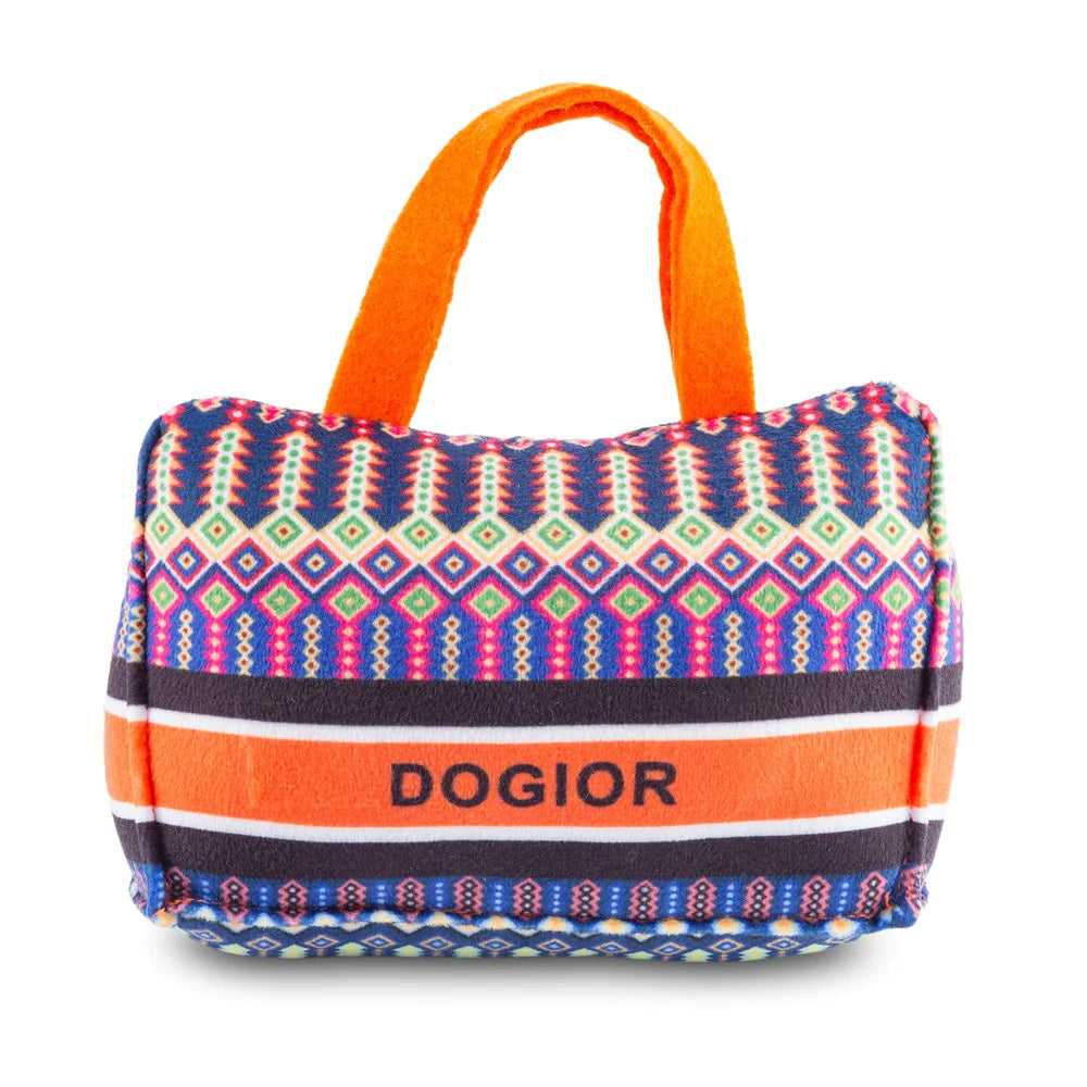 Dogior Bag Plush Dog Toy Pattern. Get the tote toy that has all the hip pups saying “bow-WOW! This Dogior Bags features a striking Boho-Chic muttif that is just what your fluffy fashionista has been drooling over. Plus, the inner squeaker makes this plush toy as fun as it is fashionable!