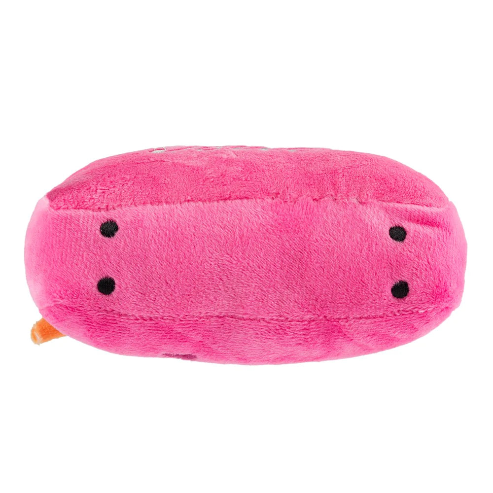 Barkin Bag Plush Dog Toy Pink. For the pup that will only be seen sporting the finest plush purses in their teeth, we present to you: the Pink Barkin Bag, equipped with a fun squeaker inside and festooned with a playful plush scarf. And if there was ever any question about who’s the classiest canine around, the ‘Chic Doggie’ embroidered on the bag sets matters straight!