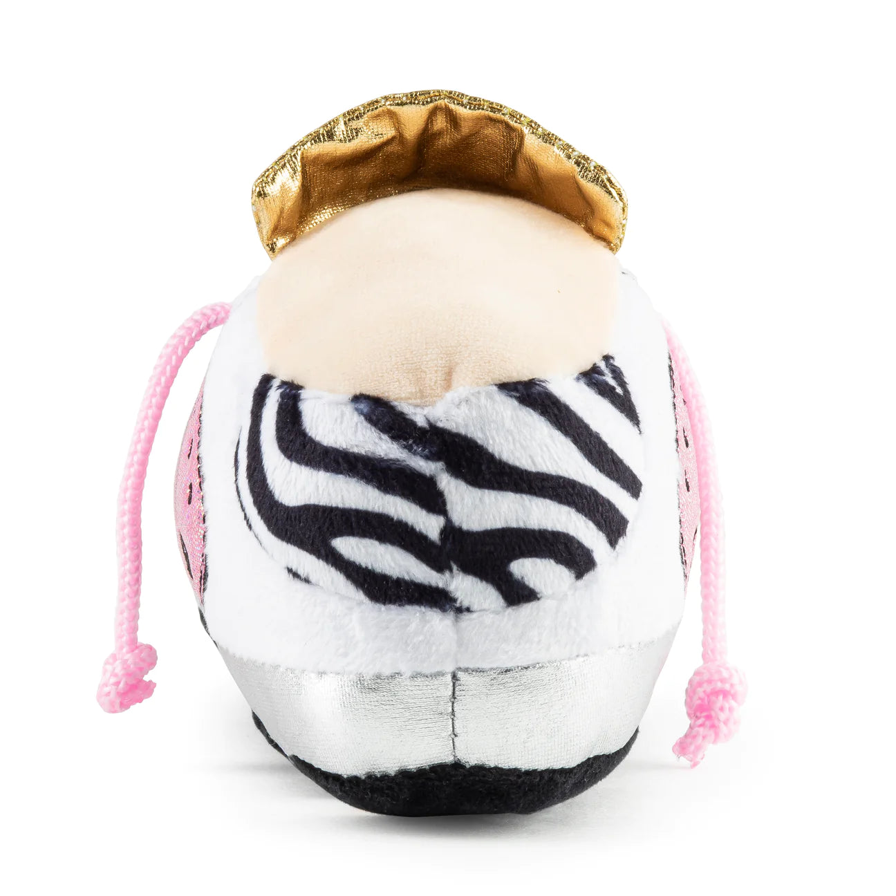 Golden Pooch Plush Dog Toy. This parody take on the iconic tennis shoe is not only jaw-dropping, it’s also drool-inducing! Just like the original, the plush white exterior is sure to become more authentic-looking with age. Unlike the original, this one features a delightful squeaker inside that will instantly make it a favorite with your furry fashionista!