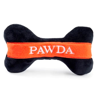 Pawda Bone Plush Dog Toy Black. Attention Fashion-Forward Dog Owners! With its trendy design and built-in squeaker, this toy will keep dogs entertained and engaged for hours. Perfect for pet owners who value both function and fashion, the Pawda Bone is the ultimate addition to any dog's toy collection.