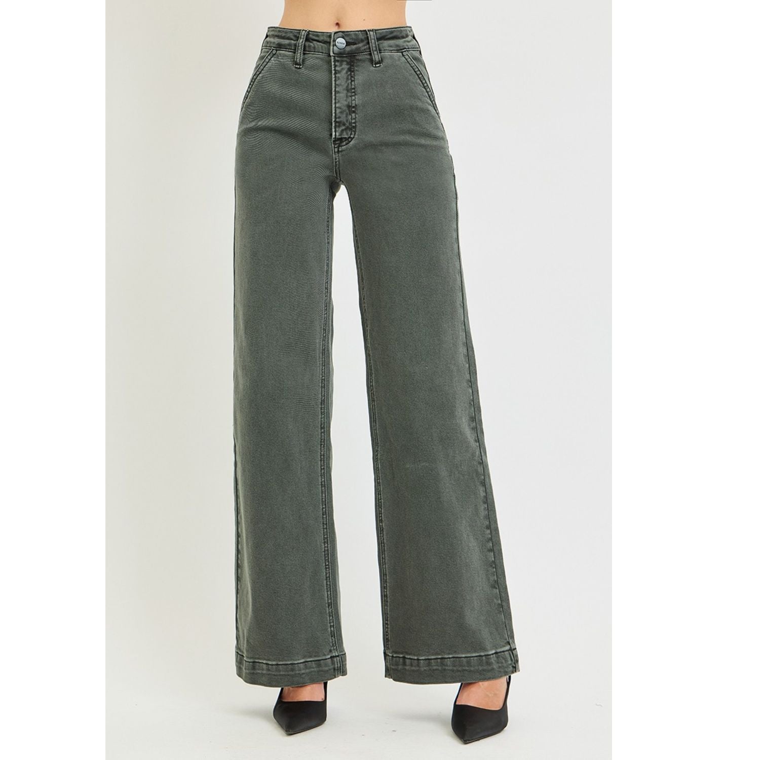 High-Rise Wide-Leg Slant Pocket Pants featuring a flattering high-rise waist, relaxed full-length wide-leg silhouette, and functional slant pockets for a polished, modern look.