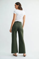JBD Scissor Cut Wide Leg in Dark Olive, back view