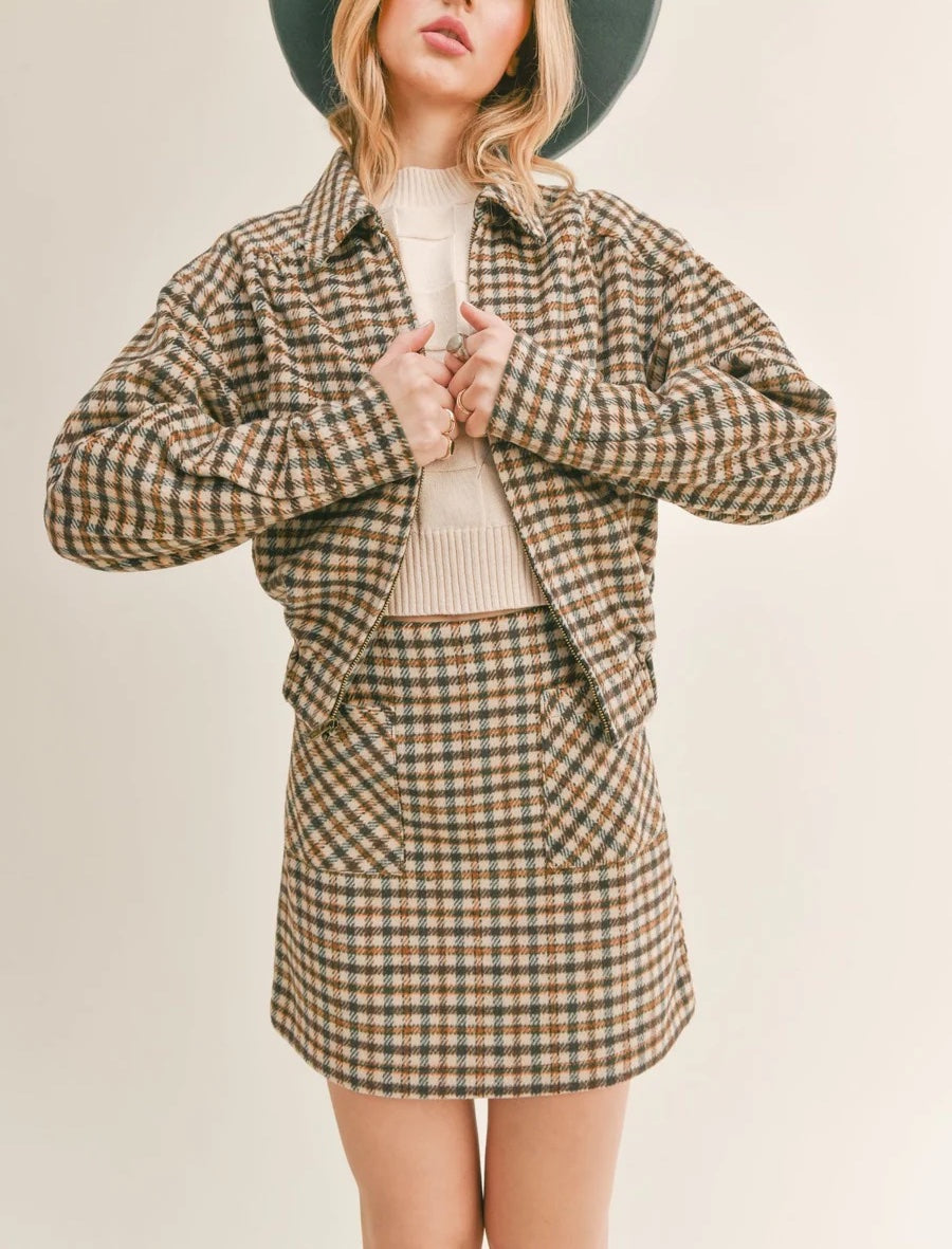Sage The Label Lilith Plaid Bomber