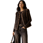 Plush leopard faux-fur vest with open front