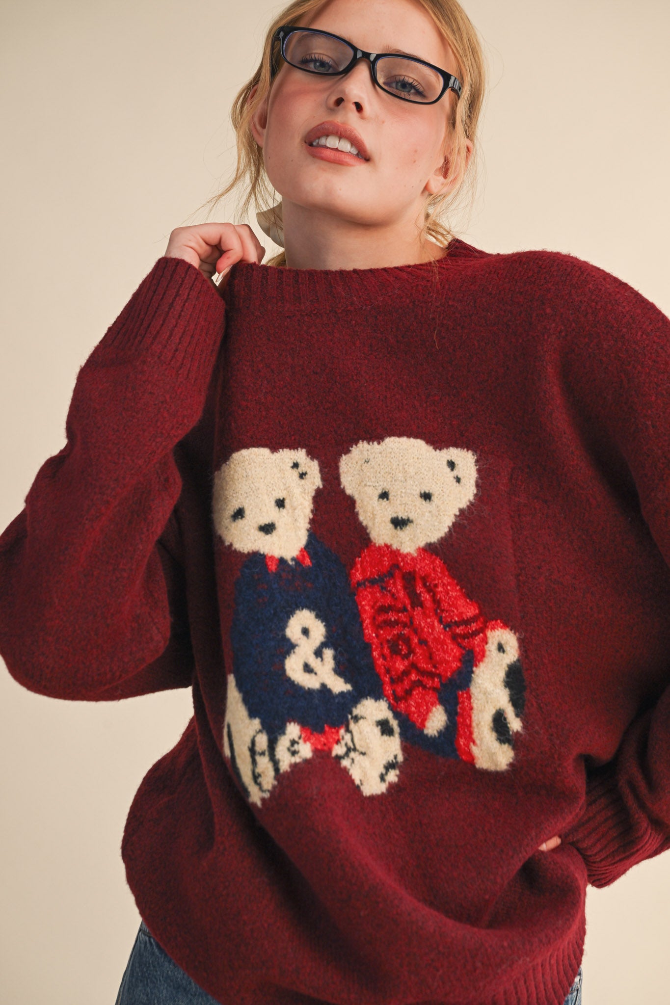 women’s graphic sweater, novelty knit sweater, cozy women’s sweater, playful graphic sweater, women’s statement sweater, relaxed fit sweater, casual knit sweater, fun holiday sweater, women’s knit top, soft knit sweater, everyday sweater women, boutique women’s sweater