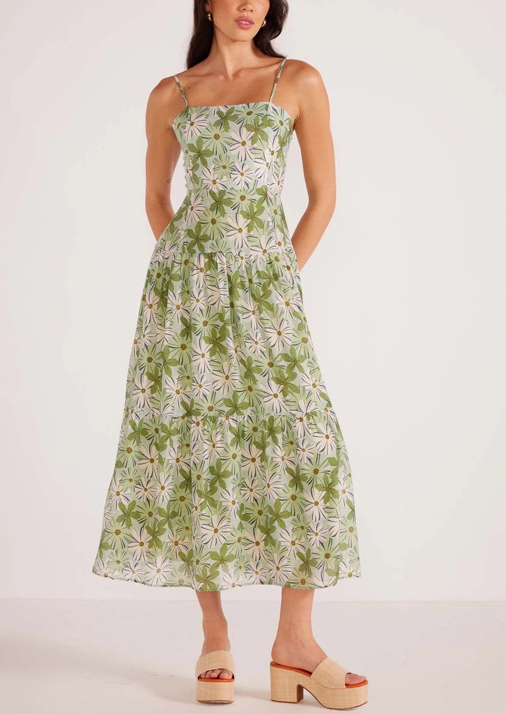  Other Stories midaxi bustier dress with keyhole twist front detail in  floral print