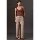 Women's ultra-soft sweater knit wide leg pants with a drawstring waistband and relaxed fit